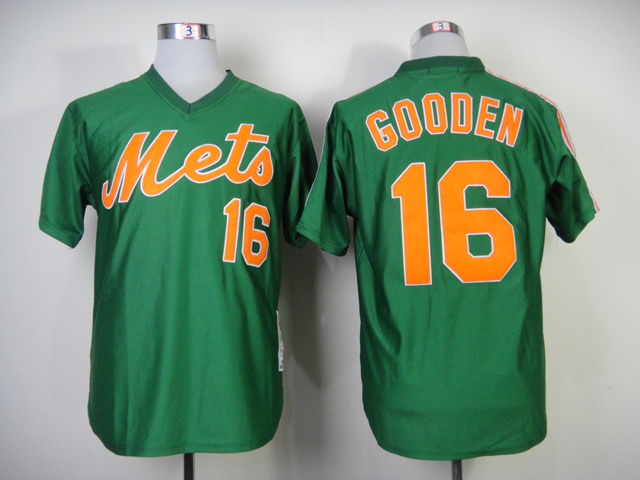 Men New York Mets 16 Gooden Green Throwback 1985 MLB Jerseys
